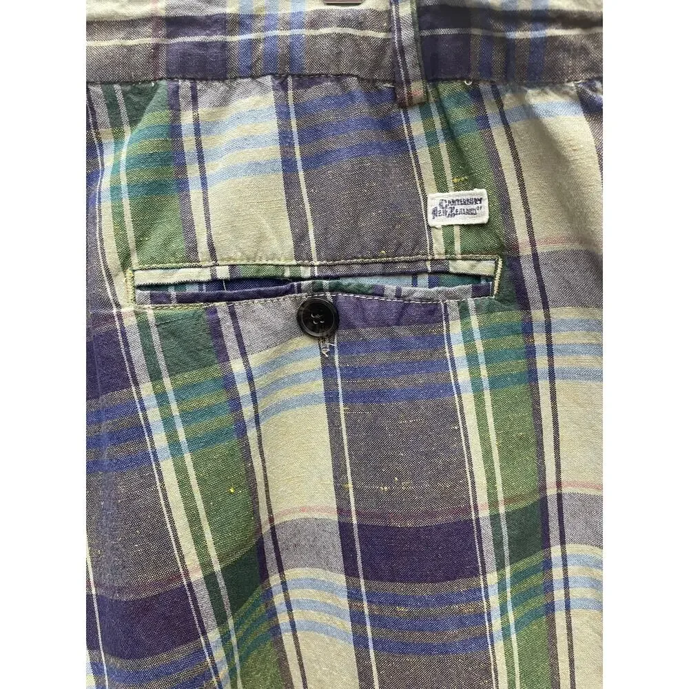 Canterbury of New Zealand Linen Blend Plaid Shorts Men’s Size 42